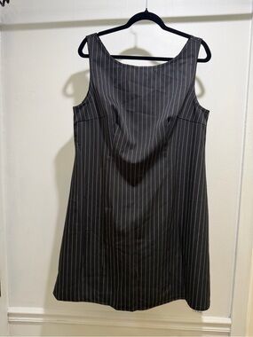 Cider Black Pinstripe Sleeveless Shift Dress